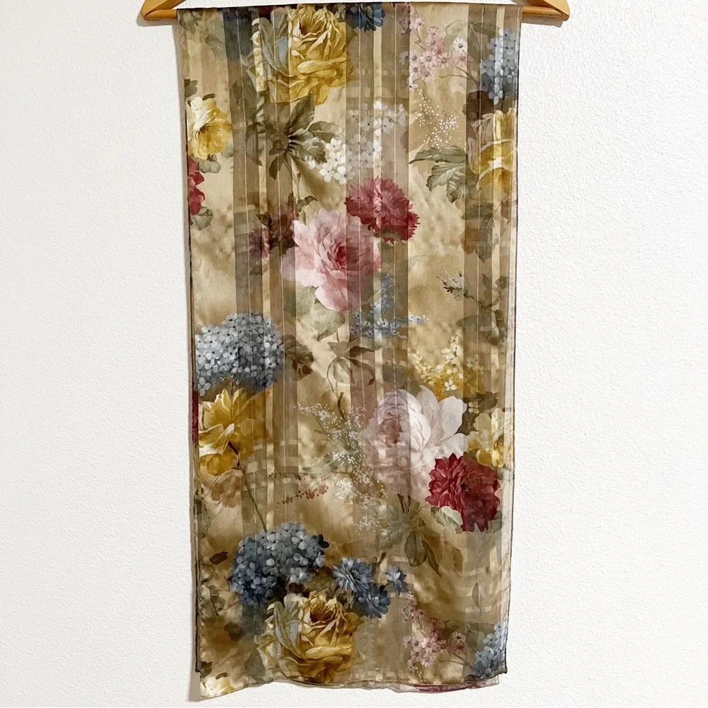 Semi Sheer Floral Tea Garden Scarf